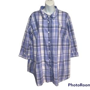 Woman Within Plaid shirt. Size 26/28